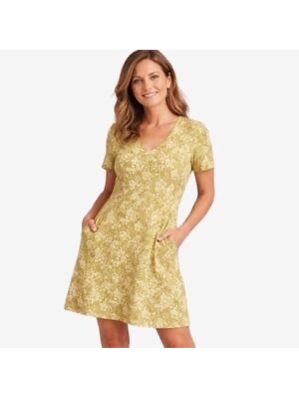 Pact Organic Cotton Floral V-Neck Dress - Size XS